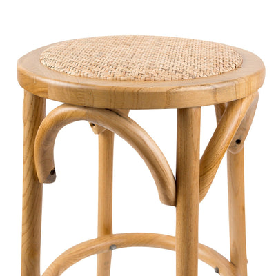 Aster 3pc Round Bar Stools Dining Stool Chair Solid Birch Wood Rattan Seat Oak Payday Deals