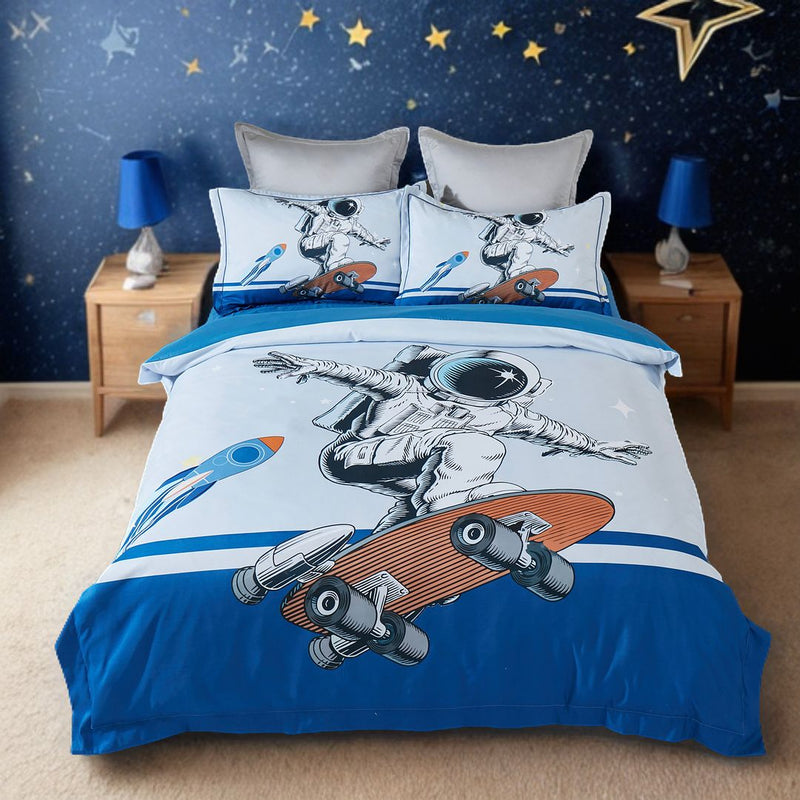 Astronaut Kids Quilt Cover Set - King Single Size Payday Deals