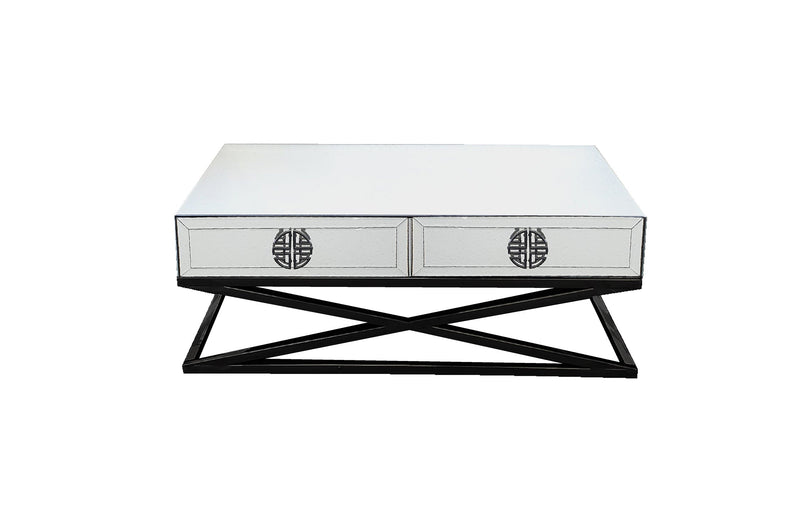 Athens Mirrored Coffee Table- Black Legs Payday Deals