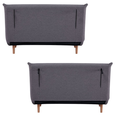 Audrey 2 Seater Sofa Futon Bed Love Seat Fabric Lounge Couch - Graphite Payday Deals