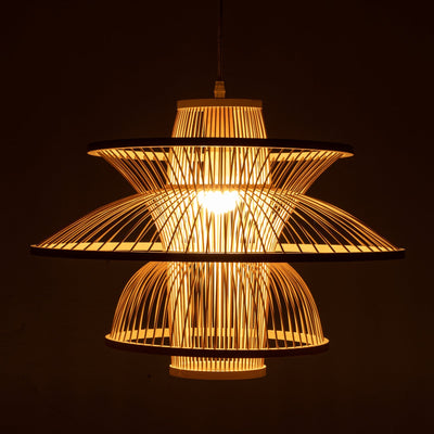Aurora Natural Hand-Woven Bamboo 3-Layer Pendant Lamp Light Payday Deals
