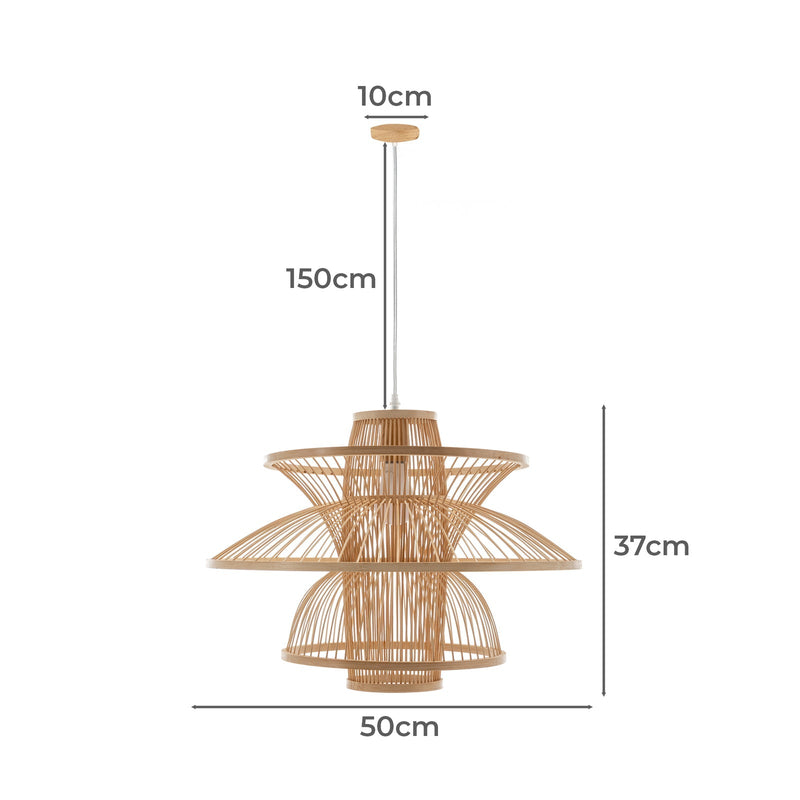 Aurora Natural Hand-Woven Bamboo 3-Layer Pendant Lamp Light Payday Deals