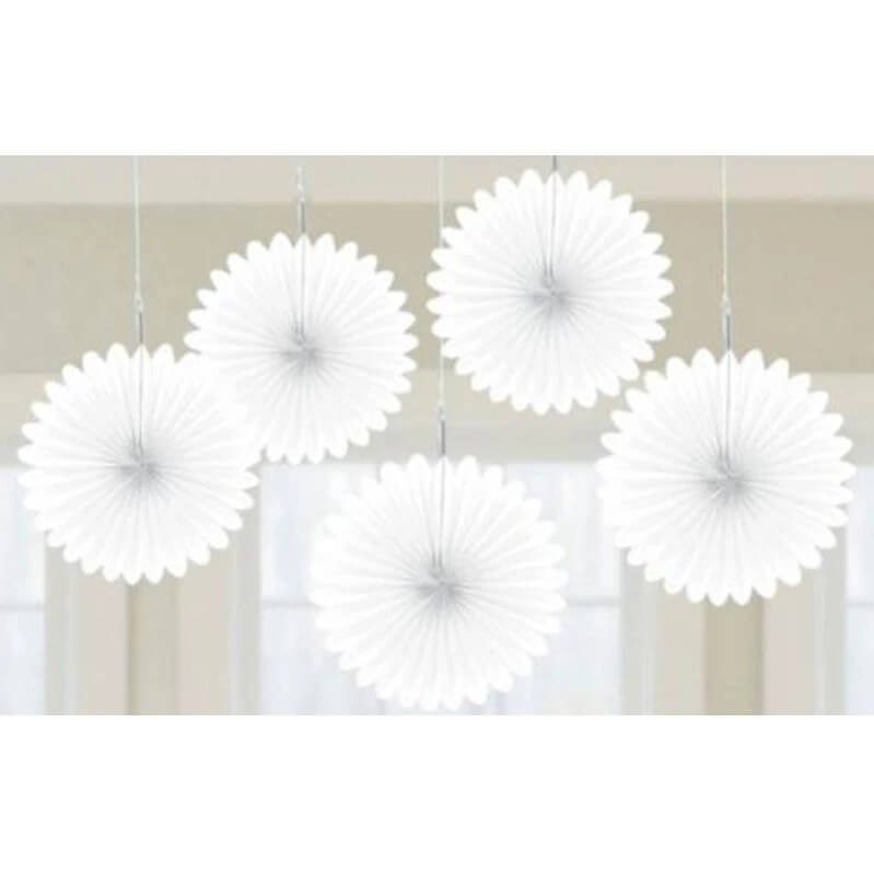 Australia Day Mini Fan Decorations Frosty White 5 Pack Payday Deals