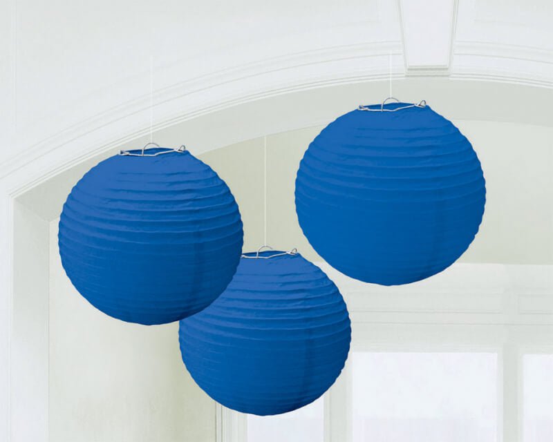 Australia Day Round Paper Lanterns Bright Royal Blue 3 Pack Payday Deals