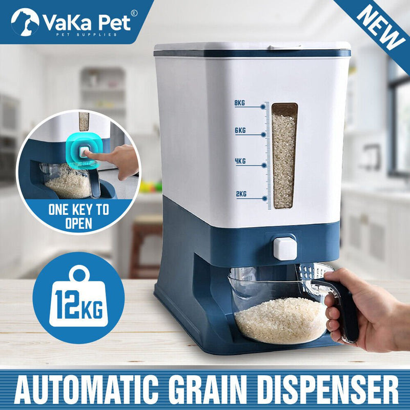 Auto Grain Case Cereal Dispenser Storage Box Kitchen Food Rice Container Cup Payday Deals