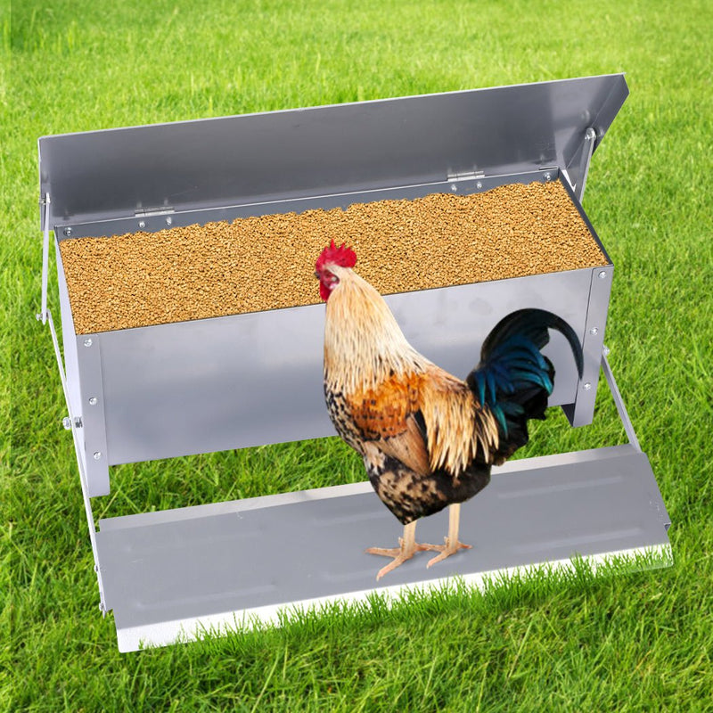 Automatic Chicken Feeder Self Open Poultry Alumnium Treadle 10KG Capacity Outdoor Payday Deals