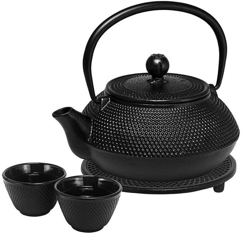 Avanti 800mL Hobnail Cast Iron Teapot Set Tea Brew - Black Payday Deals