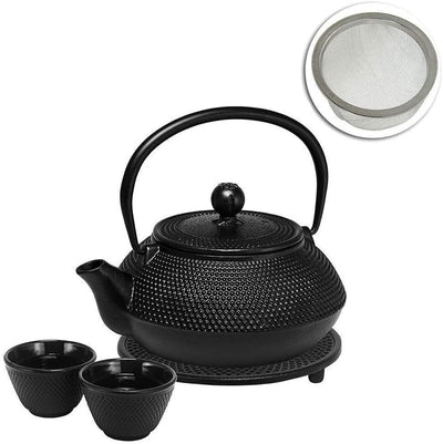 Avanti 800mL Hobnail Cast Iron Teapot Set Tea Brew - Black Payday Deals