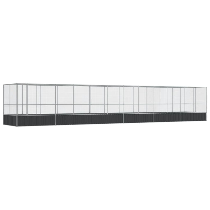 Aviary with Extension Silver 1246x207x212 cm Steel Payday Deals