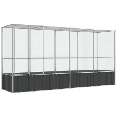 Aviary with Extension Silver 418.5x107x212 cm Steel Payday Deals