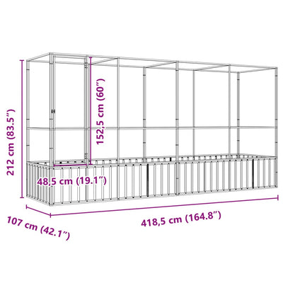 Aviary with Extension Silver 418.5x107x212 cm Steel Payday Deals