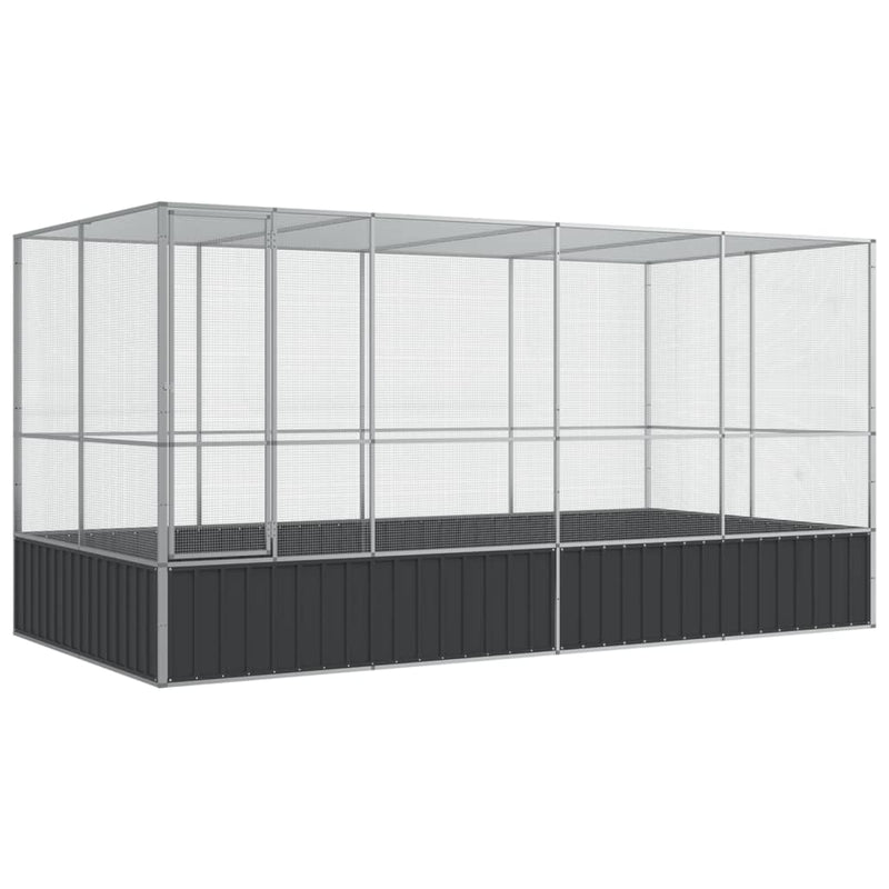 Aviary with Extension Silver 418x207x212 cm Steel Payday Deals