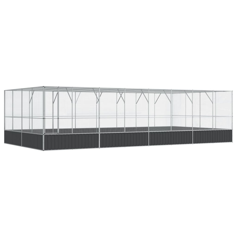 Aviary with Extension Silver 832x414x212 cm Steel Payday Deals