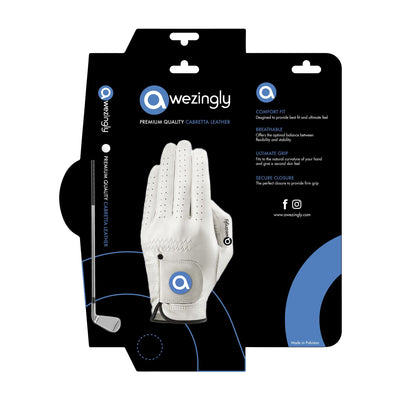 Awezingly Premium Quality Cabretta Leather Golf Glove for Men - White (M) Payday Deals