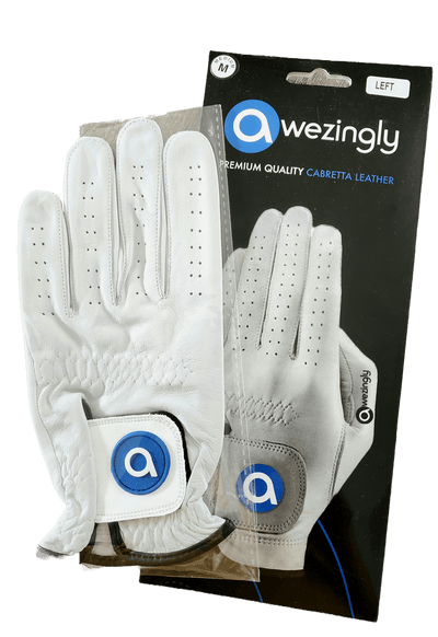 Awezingly Premium Quality Cabretta Leather Golf Glove for Men - White (S) Payday Deals