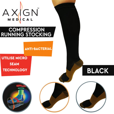 AXIGN Medical Compression Stockings Socks Travel Flight Circulation High - Black Payday Deals