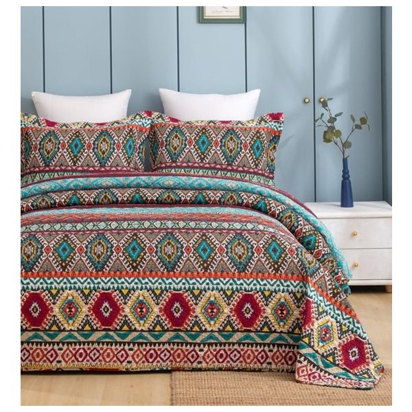 Azura 100% Cotton Quilted 3 pcs Bedspread Coverlet Set King Payday Deals