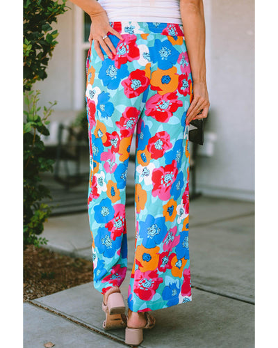 Azura Exchange Abstract Floral Print Drawstring Pants - L Payday Deals