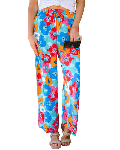 Azura Exchange Abstract Floral Print Drawstring Pants - S Payday Deals