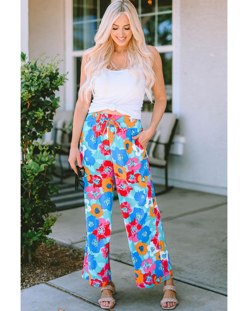 Azura Exchange Abstract Floral Print Drawstring Pants - S Payday Deals