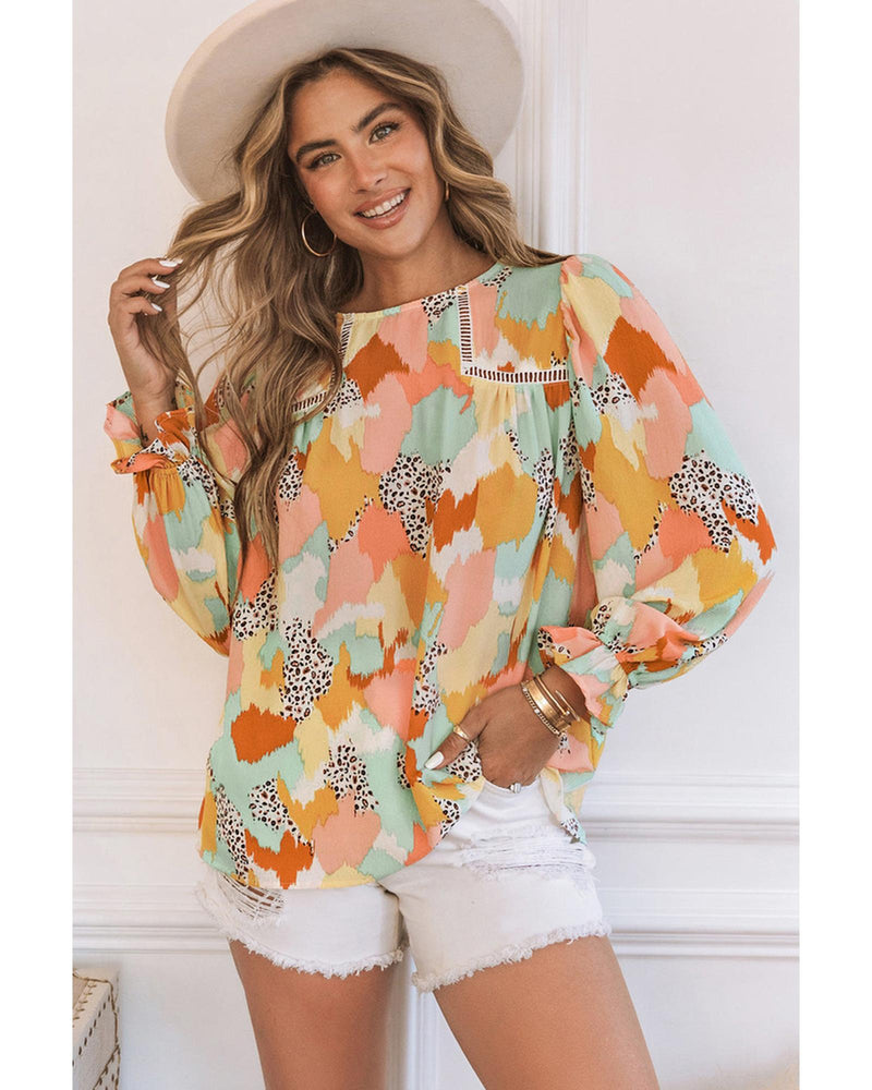 Azura Exchange Abstract Printed Long Sleeve Blouse - M Payday Deals