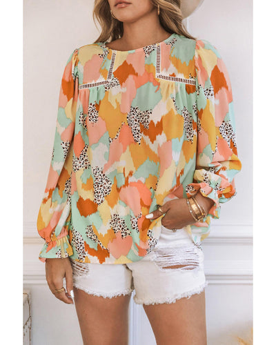 Azura Exchange Abstract Printed Long Sleeve Blouse - M Payday Deals