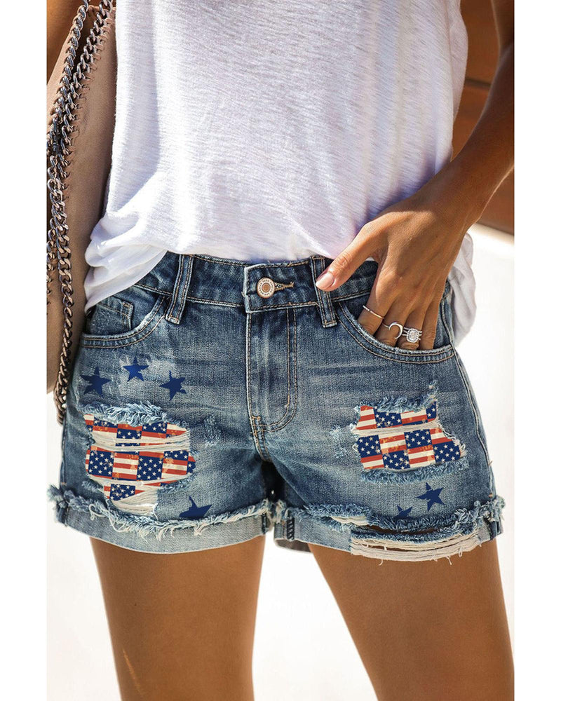 Azura Exchange American Flag Patchwork Denim Shorts - XL Payday Deals