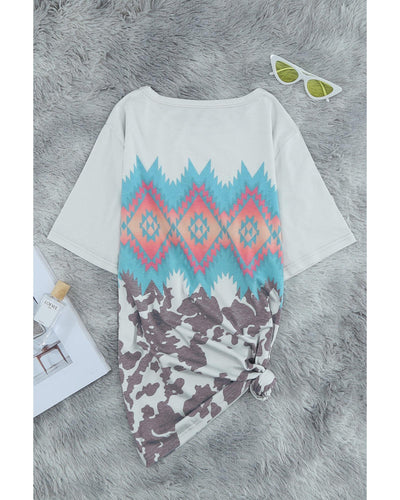 Azura Exchange Aztec Geometric Print T-shirt - M Payday Deals
