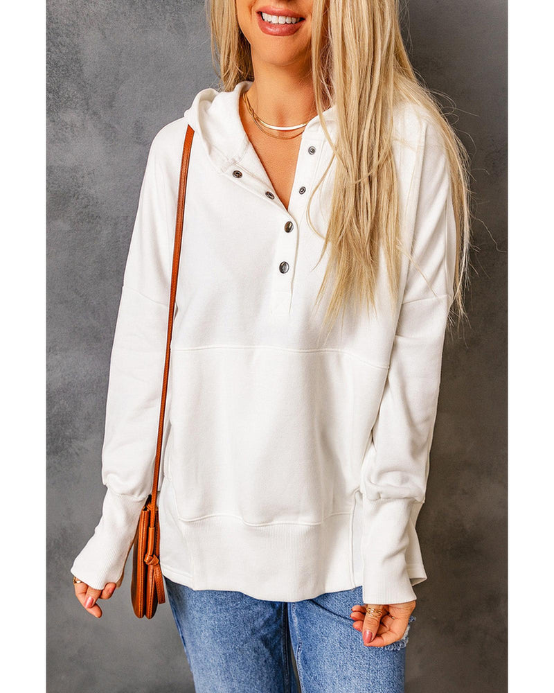 Azura Exchange Batwing Sleeve Henley Hoodie with Pockets - M Payday Deals