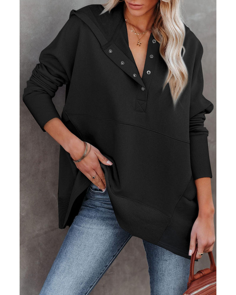 Azura Exchange Batwing Sleeve Hoodie with Pocketed Henley - XL Payday Deals