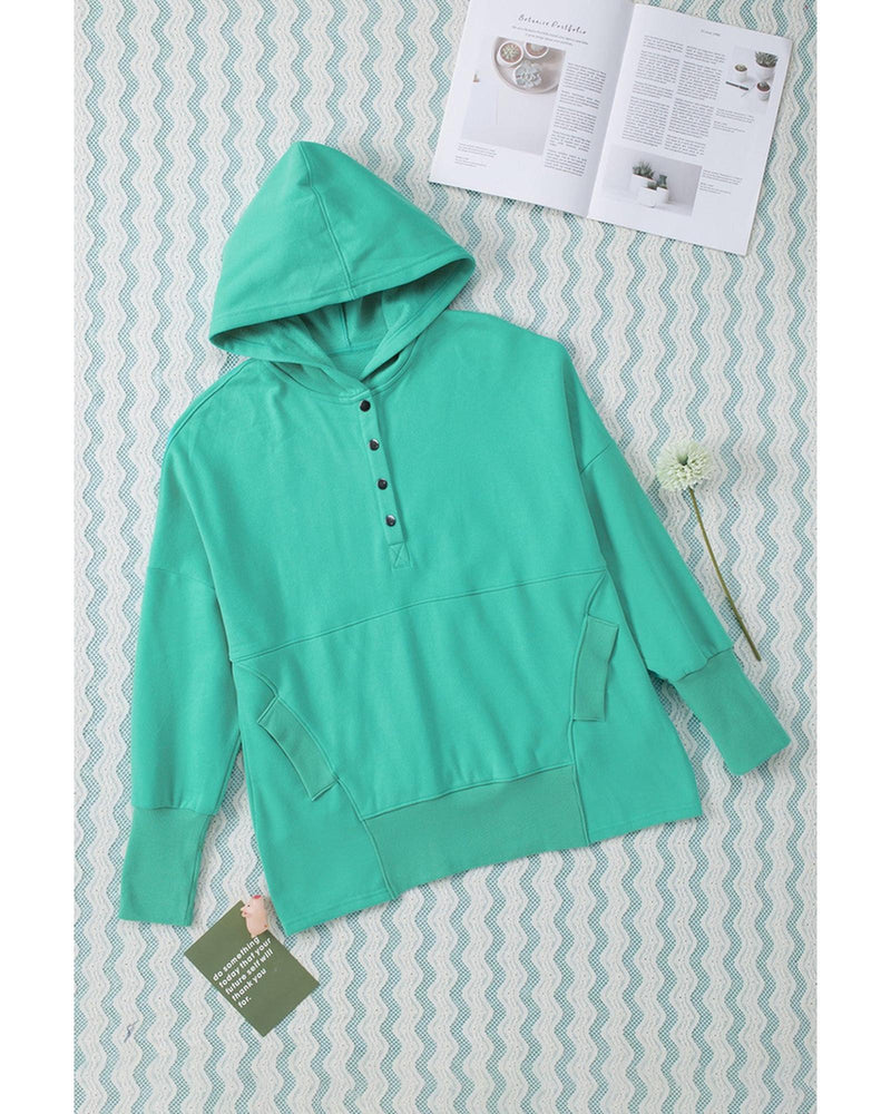 Azura Exchange Batwing Sleeve Pocketed Henley Hoodie - S Payday Deals