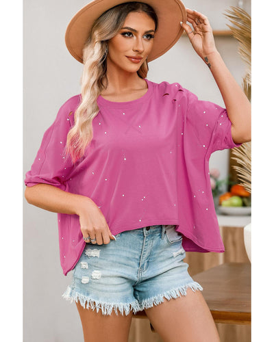 Azura Exchange Bleached Distressed Short Sleeve Top - XL Payday Deals