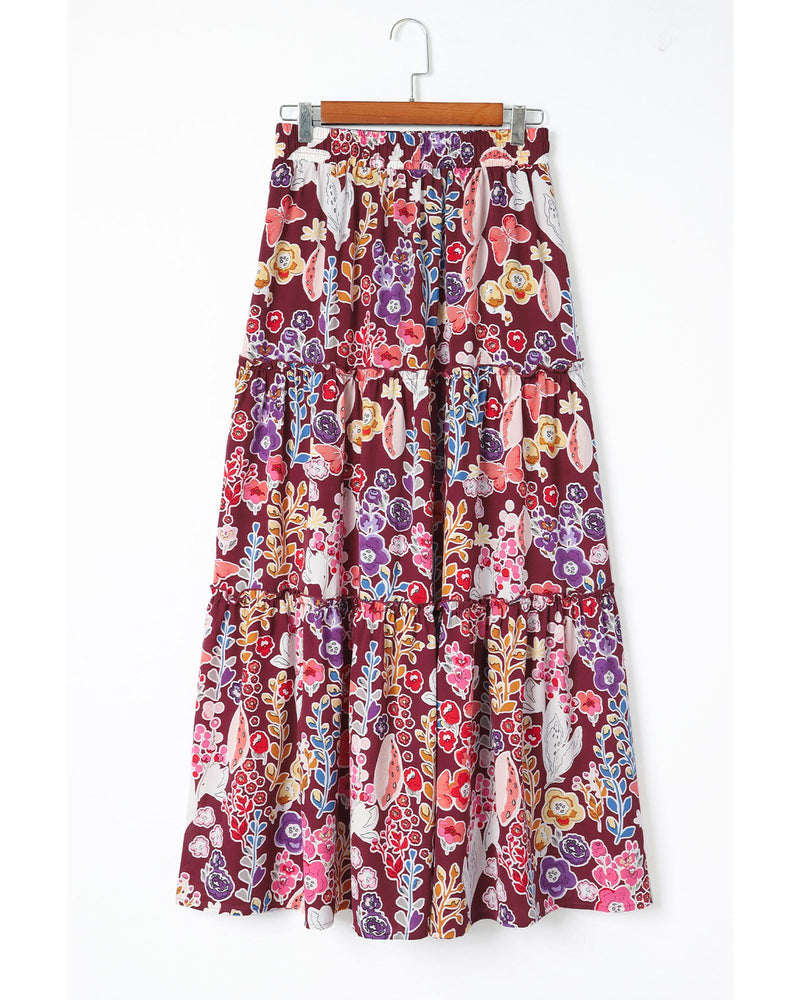 Azura Exchange Boho Floral Print High Waist Maxi Skirt - S Payday Deals
