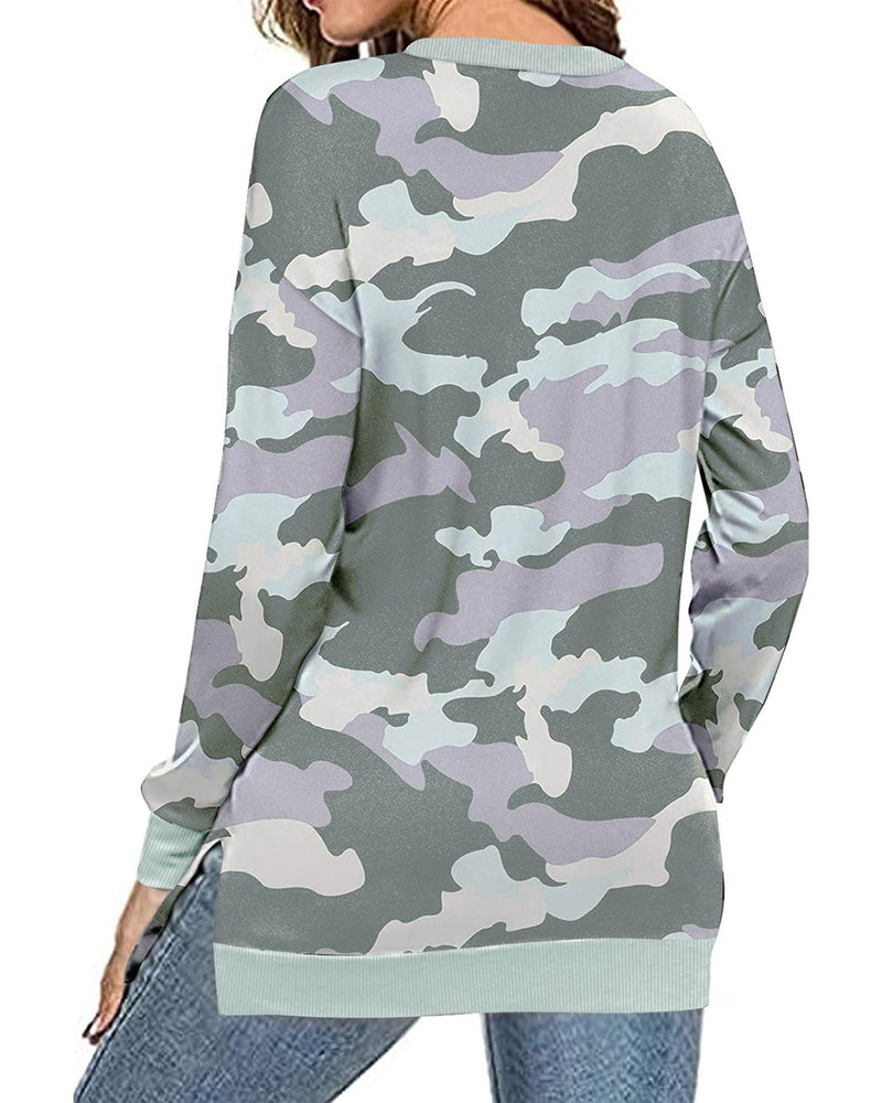 Azura Exchange Camouflage Pullover Sweatshirt with Slits - M Payday Deals