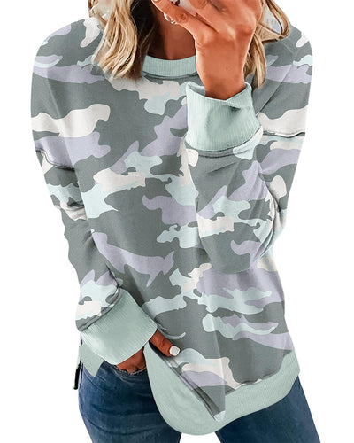 Azura Exchange Camouflage Pullover Sweatshirt with Slits - XL Payday Deals