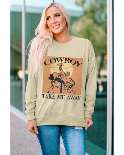 Azura Exchange Cowboy Take Me Away Graphic Print Pullover Sweatshirt - XL Payday Deals