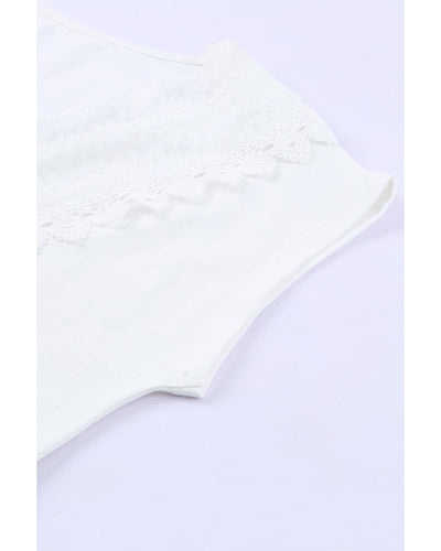 Azura Exchange Eyelash Lace Trim V Neck Top - L Payday Deals