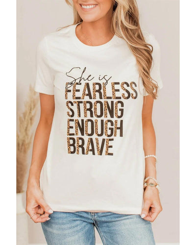 Azura Exchange FEARLESS STRONG ENOUGH BRAVE Graphic Tee - M Payday Deals