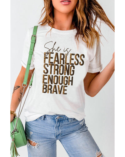 Azura Exchange FEARLESS STRONG ENOUGH BRAVE Graphic Tee - M Payday Deals