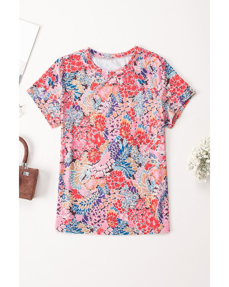 Azura Exchange Floral Print Slim Fit T-Shirt - L Payday Deals