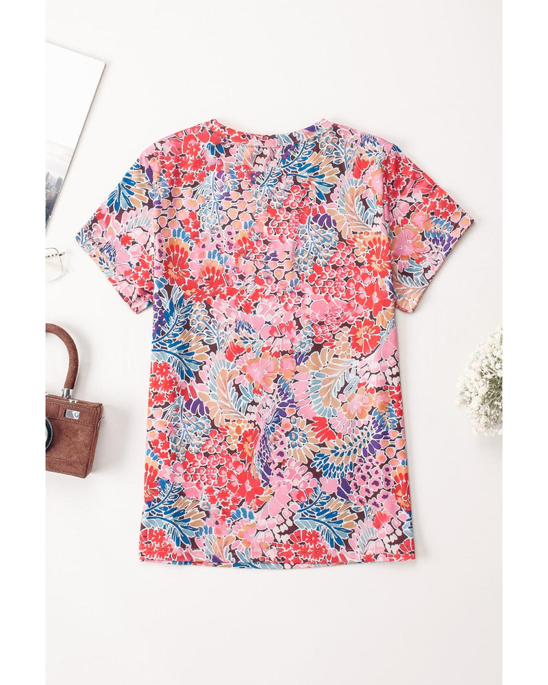 Azura Exchange Floral Print Slim Fit T-Shirt - L Payday Deals