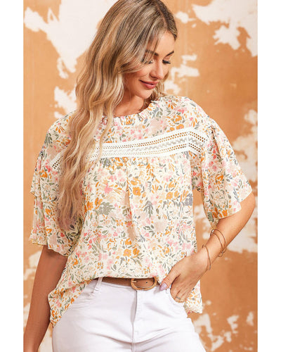 Azura Exchange Floral Print Wide Ruffle Sleeves Blouse - M Payday Deals