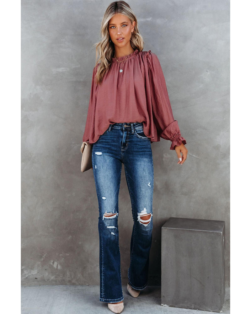 Azura Exchange Frilled Neck Ruffled Blouse - L Payday Deals