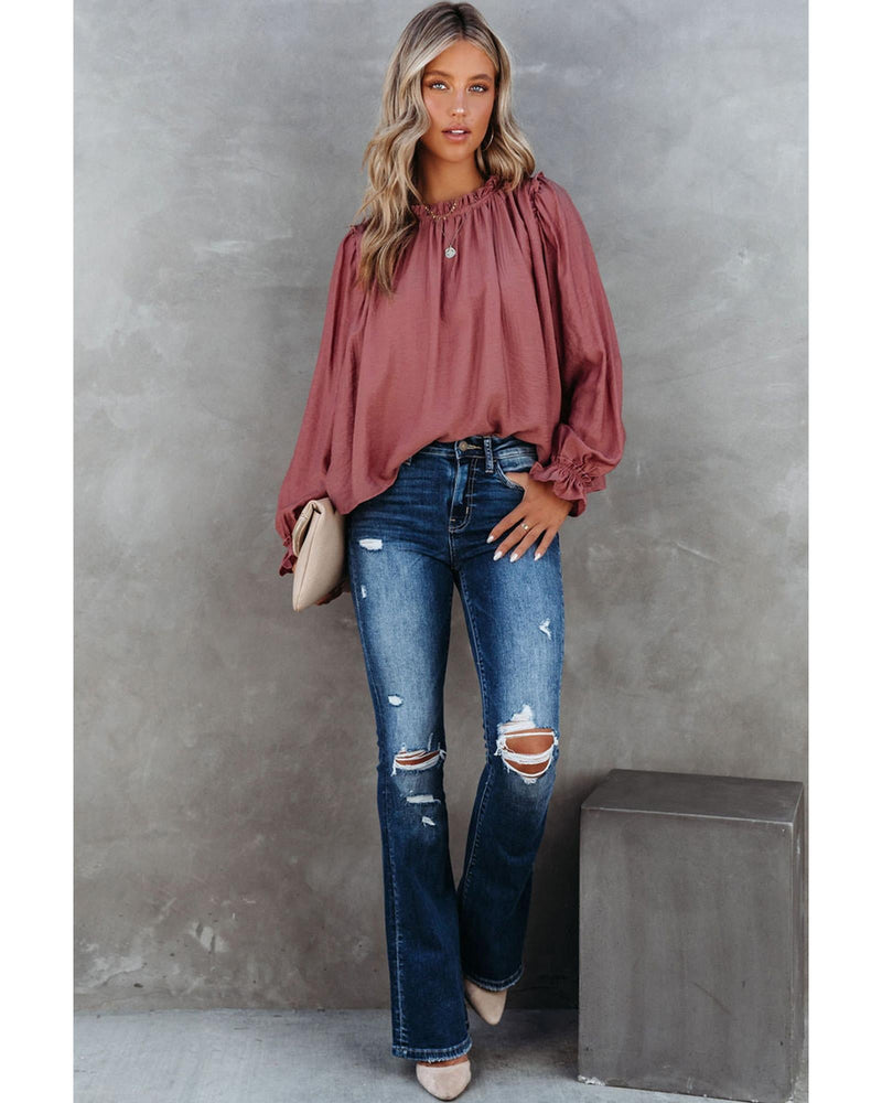 Azura Exchange Frilled Neck Ruffled Blouse - L Payday Deals