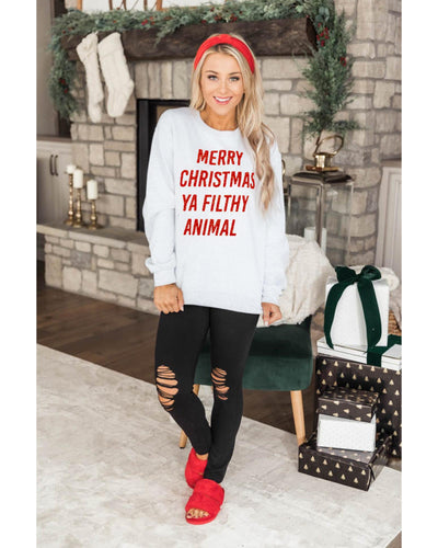 Azura Exchange Graphic Sweatshirt - Merry Christmas Ya Filthy Animal - XL Payday Deals