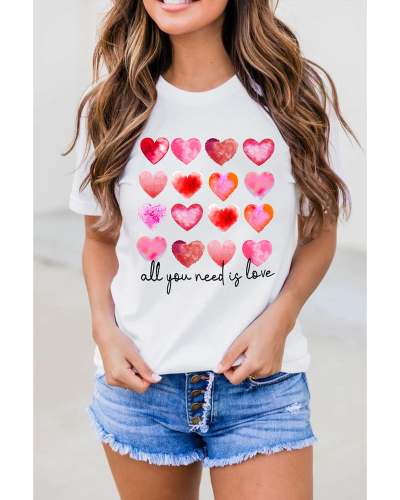 Azura Exchange Hearts Letter Print Short Sleeve T-shirt - L Payday Deals