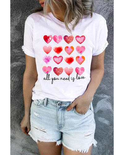 Azura Exchange Hearts Letter Print Short Sleeve T-shirt - S Payday Deals
