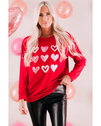 Azura Exchange Hearts Print Crewneck Sweatshirt - M Payday Deals