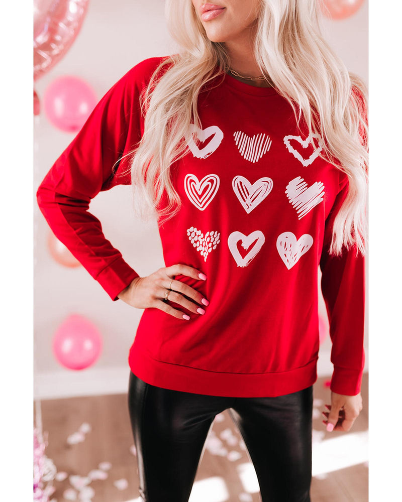 Azura Exchange Hearts Print Crewneck Sweatshirt - M Payday Deals