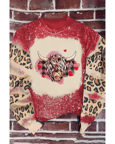 Azura Exchange Heifer Graphic Print Leopard Bleached Sweatshirt - L Payday Deals